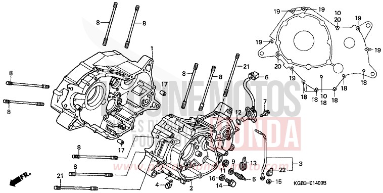 CARTER MOTEUR de Shadow VT125C CANDY GLORY RED-U (R101) 2000